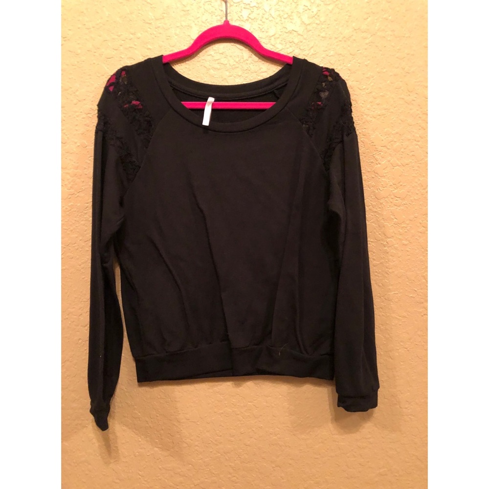 Black w/ Lace Shoulder Sweater